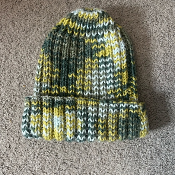 Kids' Green and Yellow Knit Beanie - Picture 4 of 5